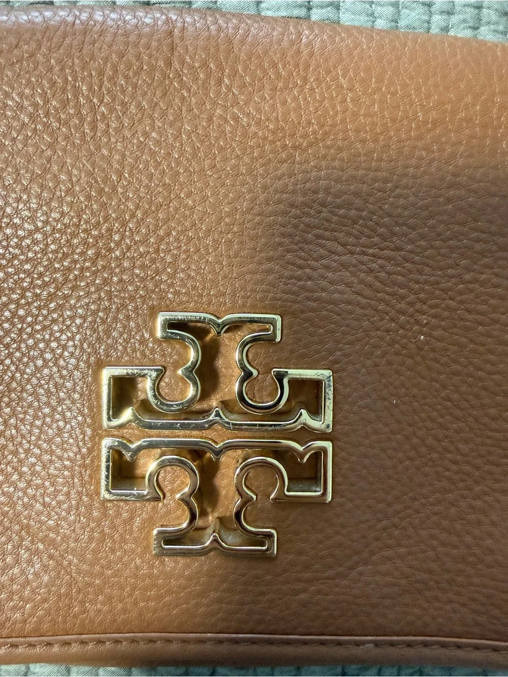 Tory Burch Britten Pebbled Leather Crossbody with Gold Logo